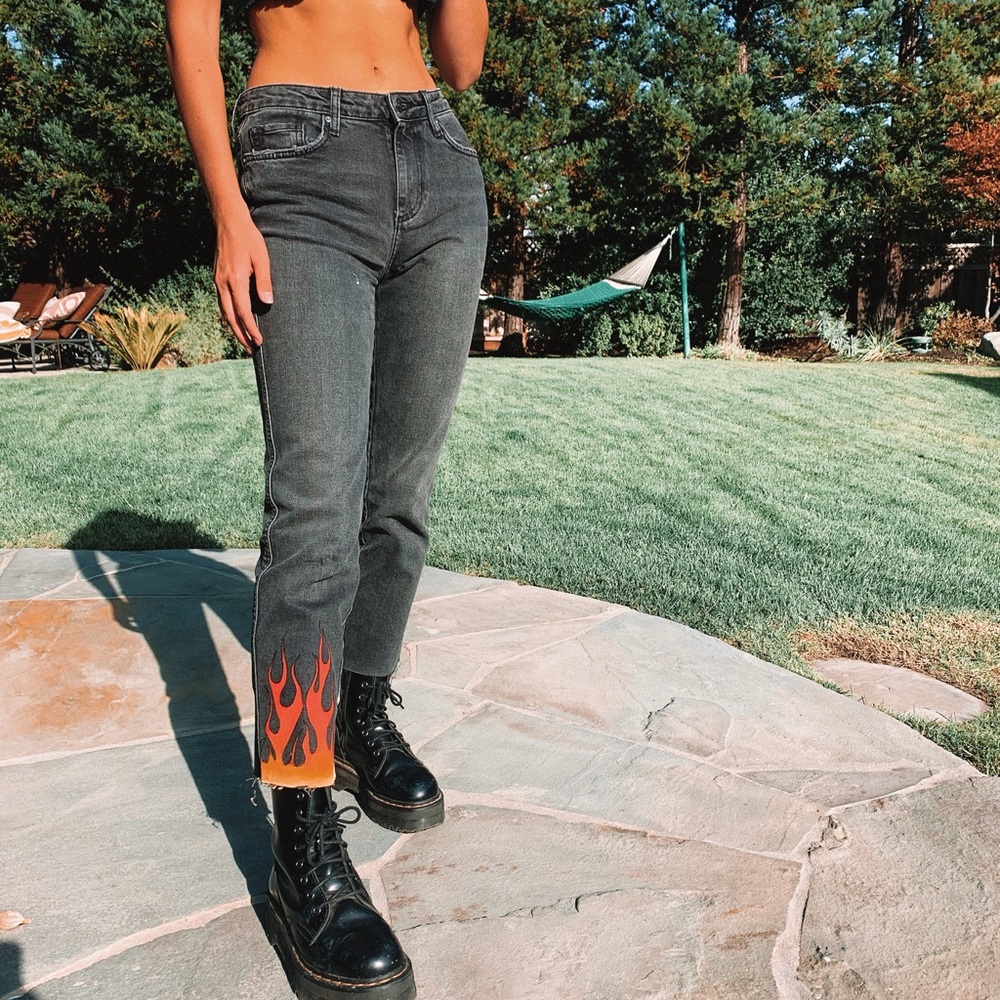 custom flame free people jeans